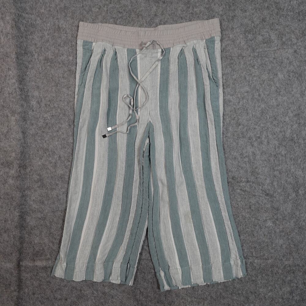 Lafayette 148 Pants Womens Medium‎ Striped Cropped Beachy Flowy Pull On